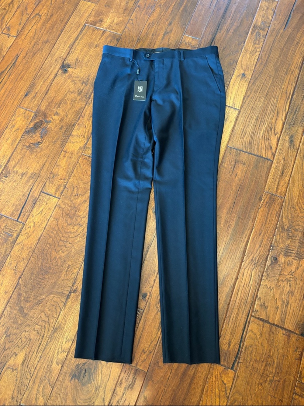 Men's Classic Black Dress Pants - Tailored Flat Front